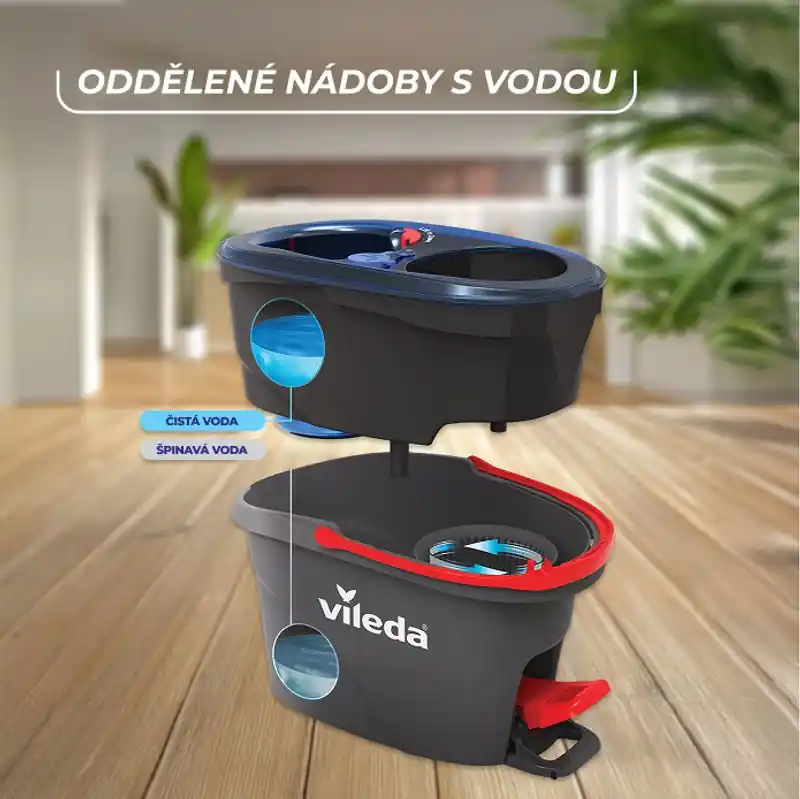 Retur simplu | Mop Vileda H2Pro, rotativ, cu franjuri