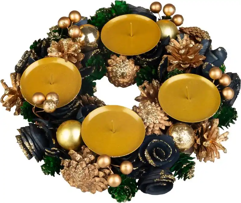 Cumpără online - Coroniță MagicHome Crăciun, Advent, verde-albastru-auriu, 25 cm