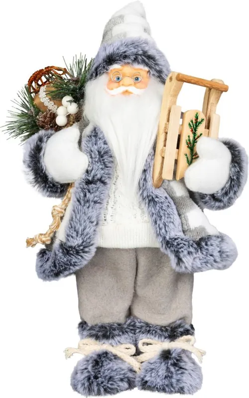 Decorațiune MagicHome Crăciun, Moș Crăciun, alb-gri, 45 cm - Promoție limitată