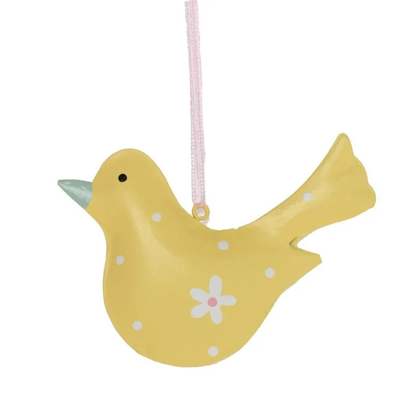 Preț bun - Decorat suspendat pui 8.5cm galben metal