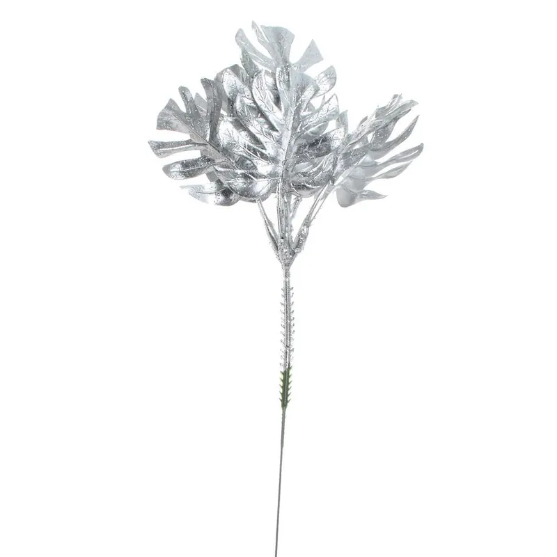 Ornament monstera frunze 24 cm argintiu - Cantități limitate