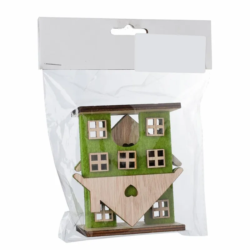 Decor case 9x4x9,5cm set de 2 lână verde - Reduceri