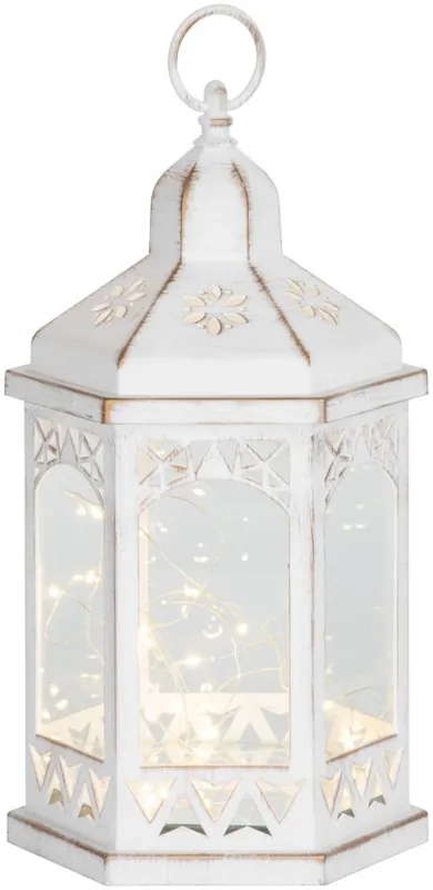 Lantern MagicHome Crăciun Maroc, 30x mLED, alb, 3xAAA, plastic, cronometru, 18x15x32 cm - Premium