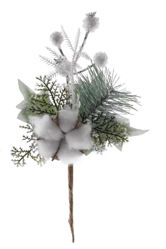 Reducere mare - MagicHome Creangă de Crăciun, cu bumbac, alb, 25 cm