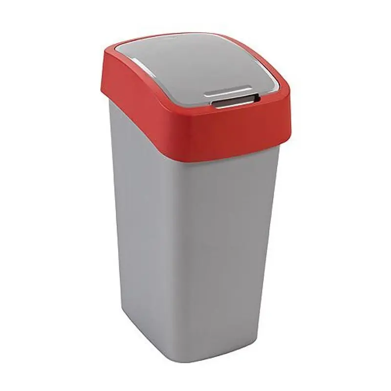 Preț special - Coș Curver® FLIP BIN 50 litri, gri-argintiu/roșu, pentru deșeuri