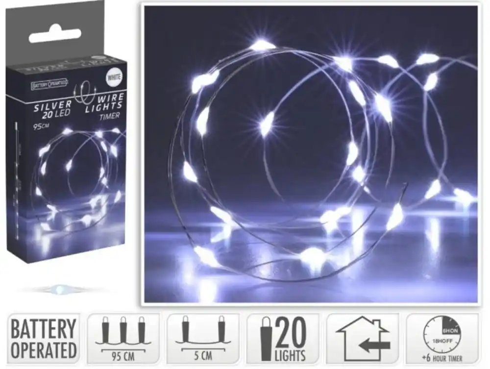 Preț excelent - Lumina de Craciun 20 LED alb rece, cu cronometru, lanterne, interior