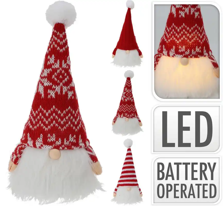 Stoc pe terminate - Figură pitic LED 9x9x23 mix textil