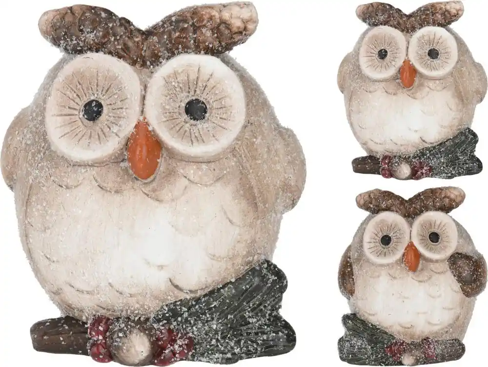 Figurină bufniță 12,2x9,8x13,2 cm mix de teracotă | Nu rata