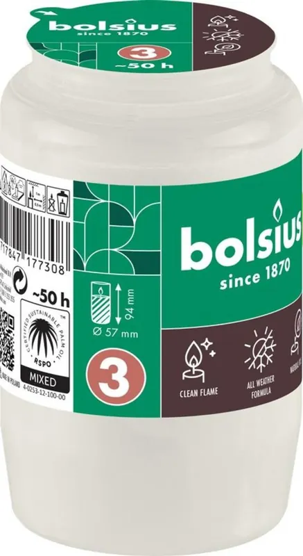 Ofertă online | Refill Bolsius, 50 h, 57x94 mm, alb, ulei