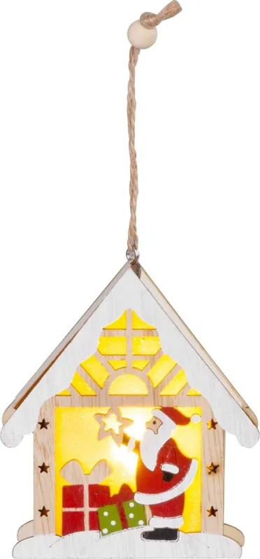 Decoratiunea de Craciun MagicHome, Mos Craciun in casa, LED, agatat, 9x3x10,4 cm | Retur ușor
