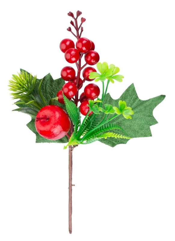 Twig MagicHome Craciun, cu fructe de padure si un mar, 21 cm - Ultima lansare