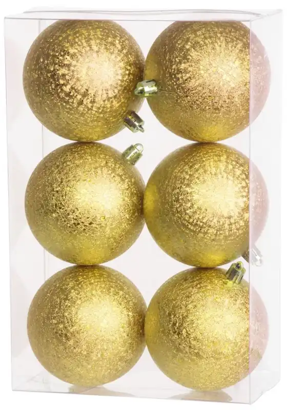 Produs apreciat - Globuri de Craciun MagicHome, 6 buc., aurii, pentru brad, 8 cm