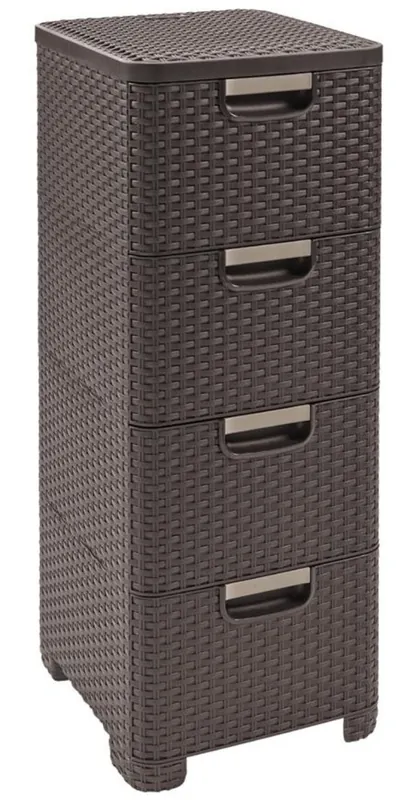Preț outlet - Comodă Curver® STYLE 4x, maro închis, 33x79x38 cm