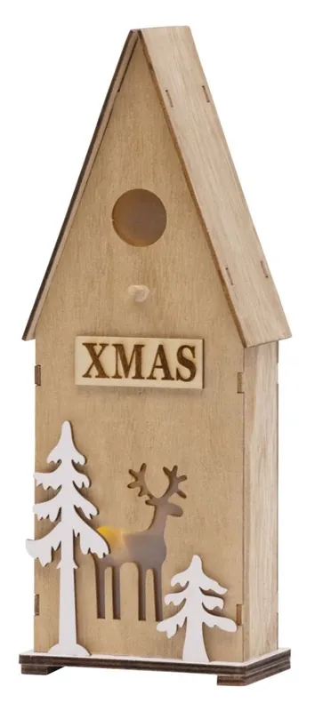 Preț avantajos | Decor MagicHome Christmas Woodeco, Casuta pentru pasari, 3 LED, 12x7x32 cm