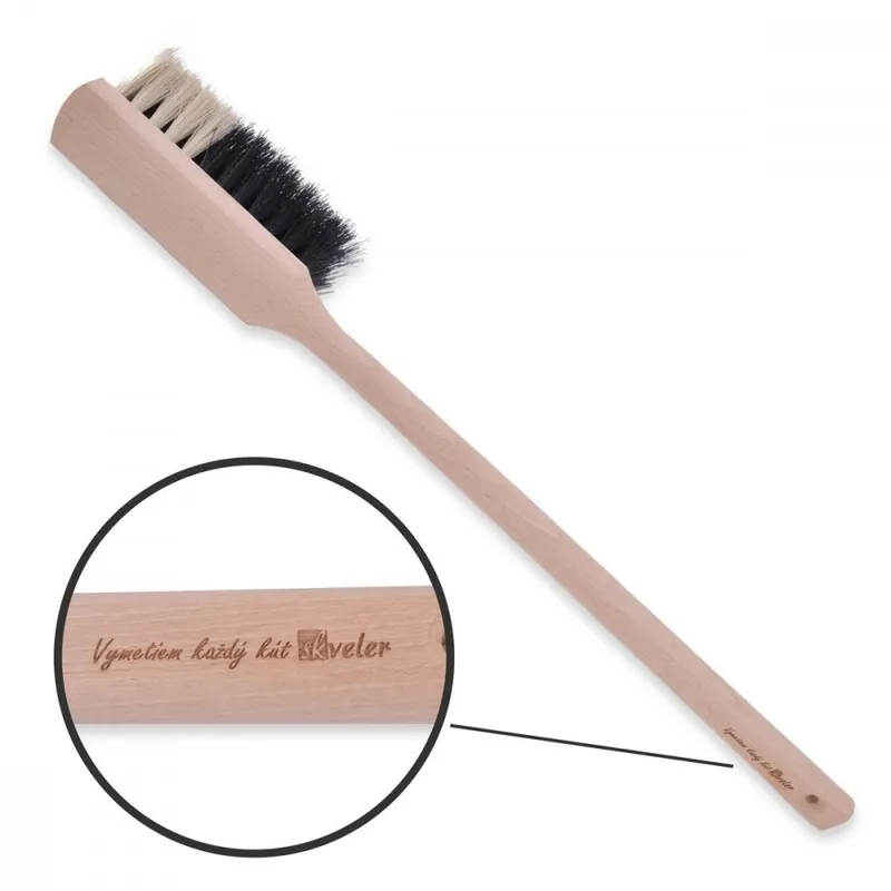 Bata de mana LEMN 60 cm peri negri KLC | În tendințe