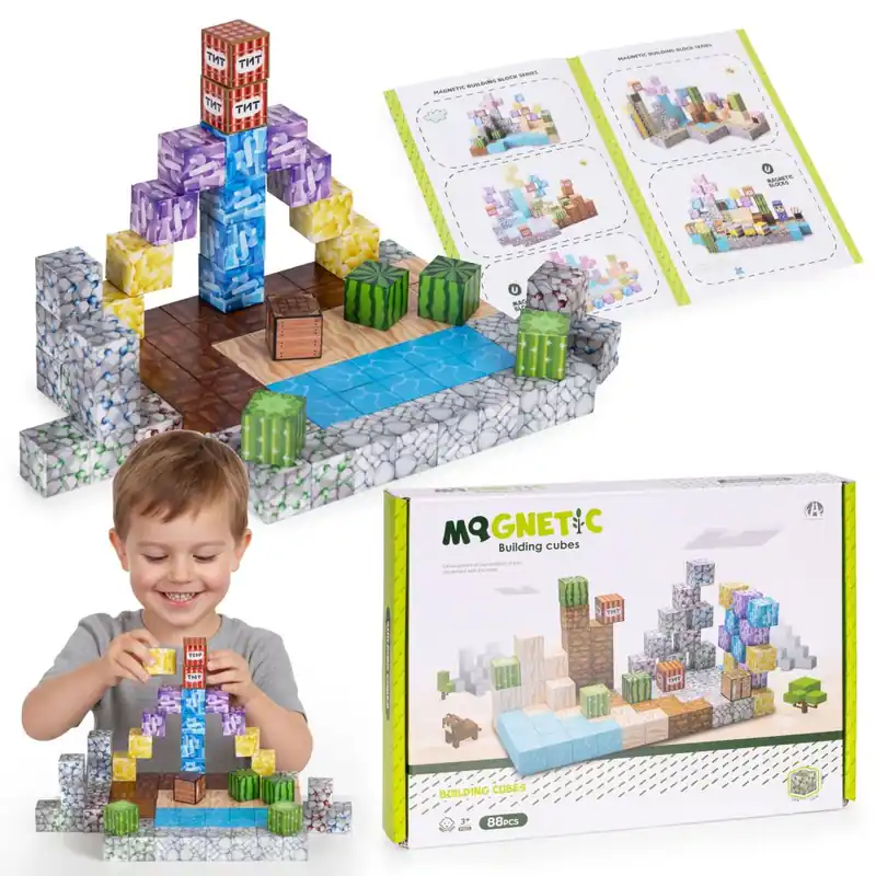 Set de construcții magnetice pentru copii 88 de piese | Cumpără azi