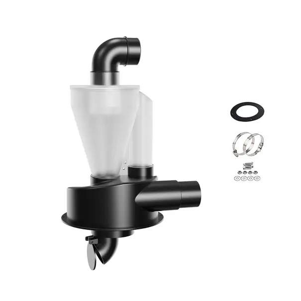 Acum disponibil - Separator ciclon cu recipient transparent și diametru interior de 2,5‘‘ Sistem complet de separare cu set de montaj pentru aspiratoare și extracție în ateliere