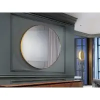Oglinda Rotunda cu rama din MDF Auriu Orio D120cm | Selecție premium
