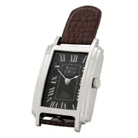Calitate premium - Ceas de Masa Dreptunghiular cu rama din Metal Argintiu Wunsch & Mann H26xL12cm