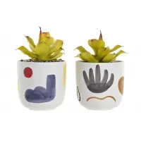 Set 2 ghivece din dolomita cu Aloe Vera artificala L11xH20cm | Preț de fabrică