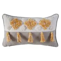 Perna decorativa cu ciucuri din Bumbac Bej 50x30cm | Preț atractiv