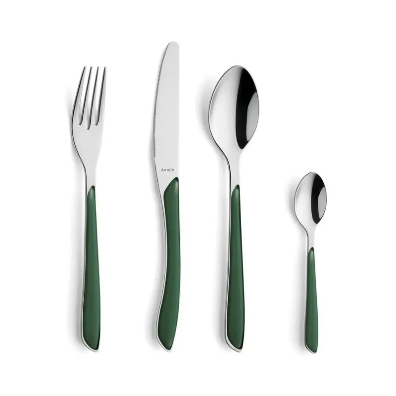 Set tacamuri 24 piese verde-padure/argintiu Eclat Amefa | Plată securizată