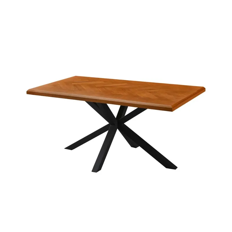 Preț bun - Masa de dining maro 160 cm din MDF furniruit si metal Doriane