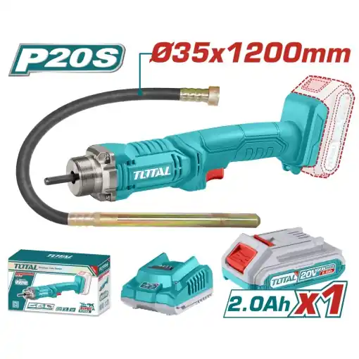 Preț outlet | TOTAL - VIBRATOR DE BETON - 20V - 2.0Ah (INCLUDE ACUMULATOR SI INCARCATOR)