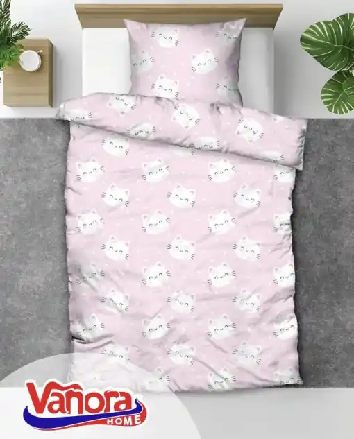 Plată securizată | Set de pat single bumbac, 92 gsm, Cat