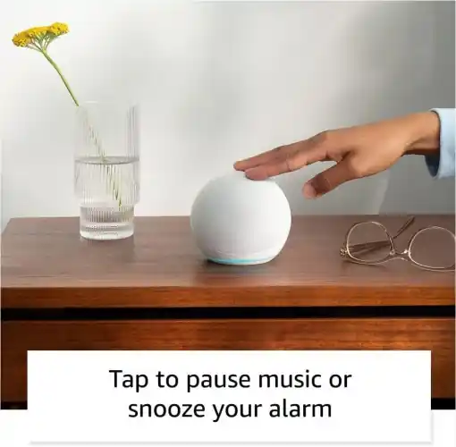 Calitate excelentă - Boxa inteligenta Amazon Echo Dot 5 (2022), Control Voce Alexa, Bluetooth, Wi-Fi, Glacier White