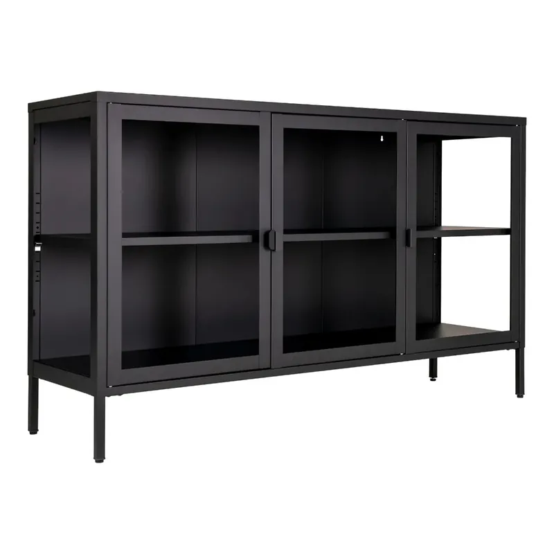 Reducere specială | Vitrina CALBOT BLACK 140 x 40 x 85 CM