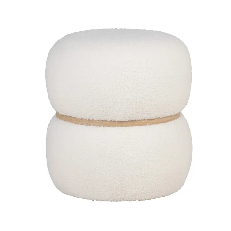 Taburet MILORD WHITE BOUCLE Ø38 CM - Calitate de top